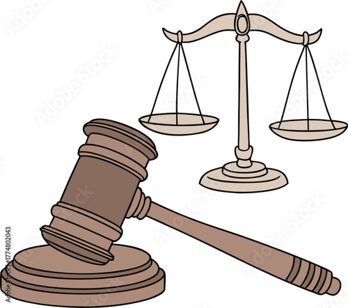 scales of justice and gavel