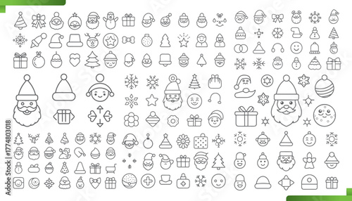 Collection of hand drawn christmas icons and symbols for festive design projects