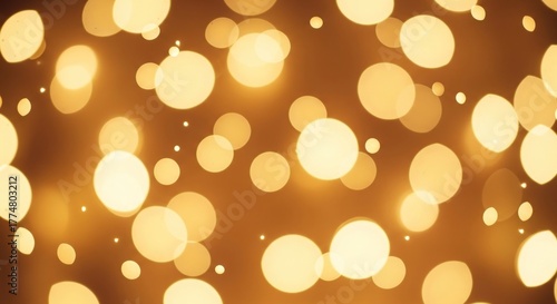 A mesmerizing display of golden bokeh lights creates a warm and festive atmosphere, perfect for adding a touch of magic to any holiday or celebration