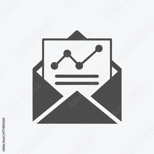 Gray envelope shows report chart inside for review and analysis for business growth
