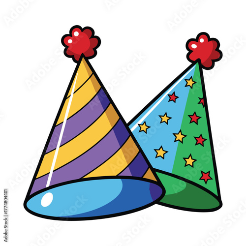 Party hats icons set flat vector. Birthday cap. vector