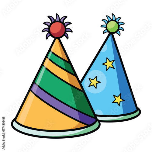 Party hats icons set flat vector. Birthday cap. vector