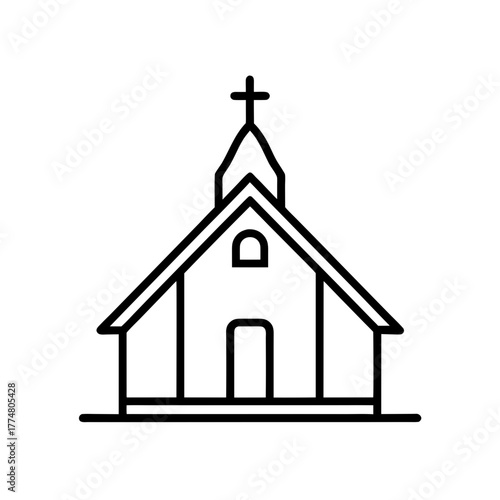 Simple outline drawing of a church icon silhouette