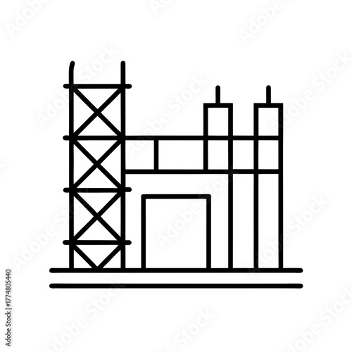 Illustration of building under construction silhouette