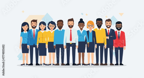 Diverse group of professionals standing together in a team.