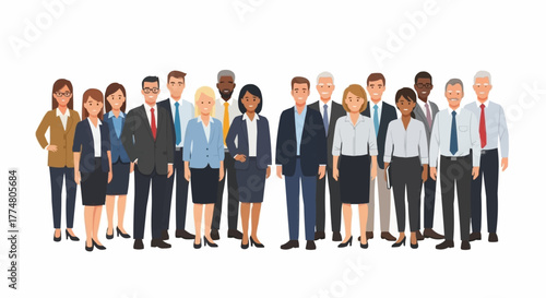 Diverse group of business professionals standing together in a team.