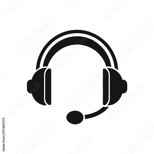 Isolated black headset showcases call center equipment with microphone for communication