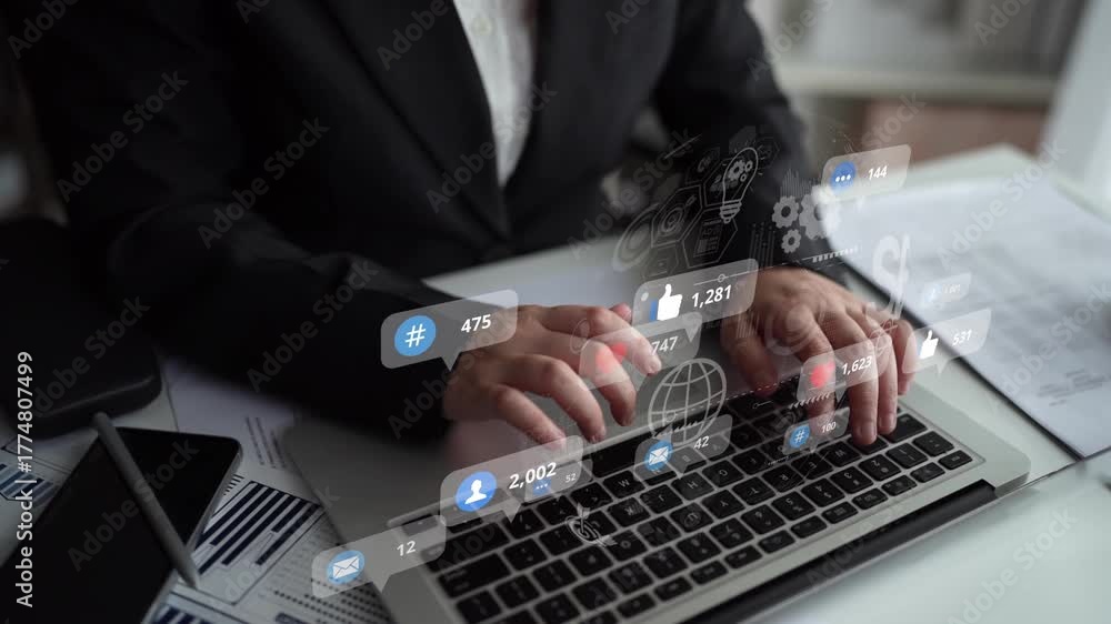 Social media marketing strategy with engagement metrics. Social marketing boosts media visibility. Social media marketing drives traffic. Social media marketing increases engagement. Muxer