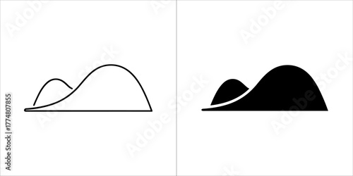 Outline and solid black hill icons