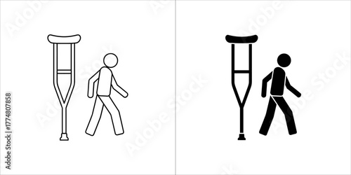 Person walking with crutch icon