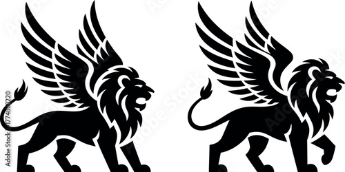 Two majestic winged lions stand as powerful symbols of strength and heritage.