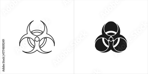 Biohazard symbol in outline and solid black