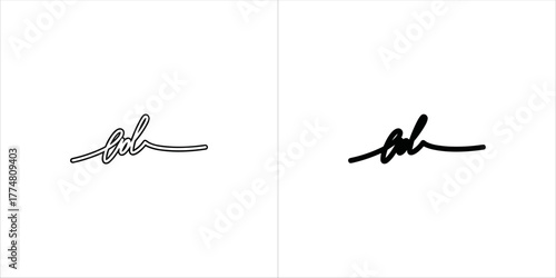 Handwritten signature in outline and solid black