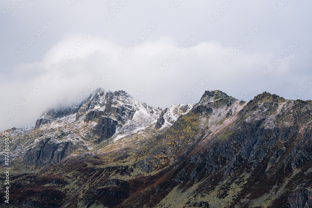 Fototapeta premium Panoramic view of the Swiss Alps in winter.