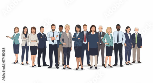 Diverse group of professional business people standing together as a team.