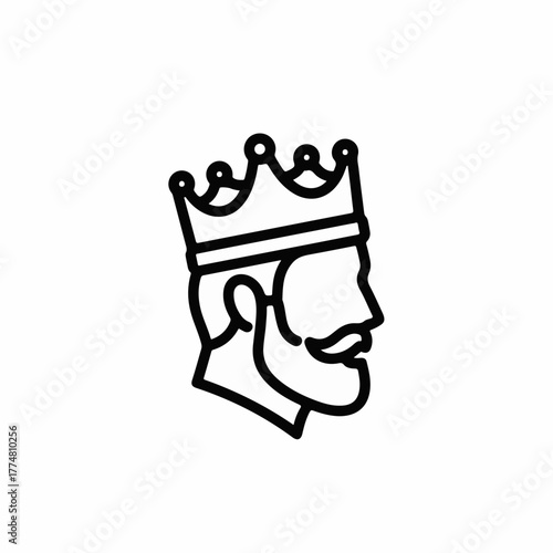 Regal profile of a bearded man wearing a royal crown, symbolizing leadership and power