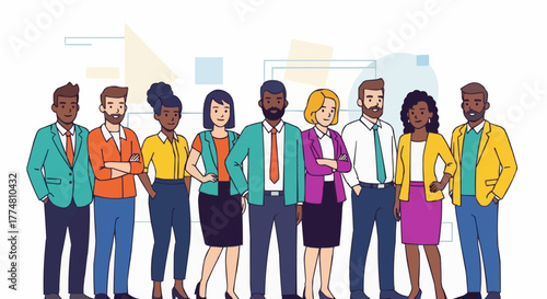 Diverse group of professionals standing together in a team.