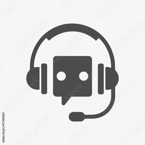 Chatbot support wearing headphones communicates and assists, offering virtual communication solutions for modern interaction