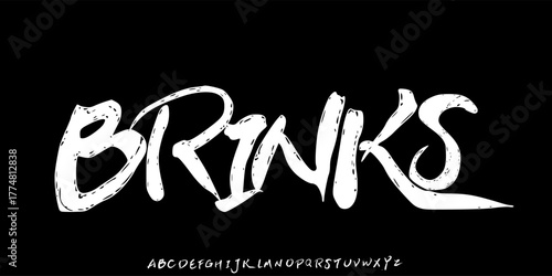Alphabet Original Handwritten Art Work Font With Rough Texture, Grunge style, Uppercase, Design for urban,movie,film,sport,clothing,band music.Vector illustration