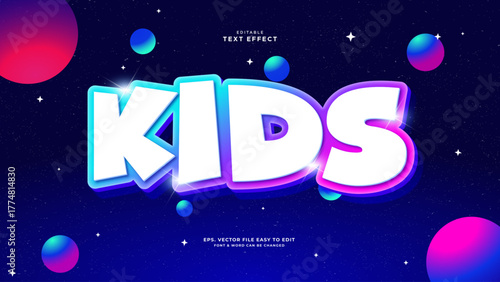 Kids text effect,planet text style