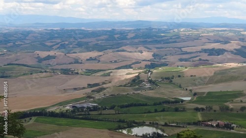 view from the hill towards val d'orcia, tuscany, italy