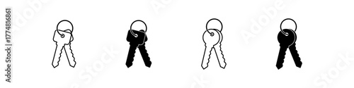 Key icon set. Isolated key vector set. Secure private sign. Lock key icon set.