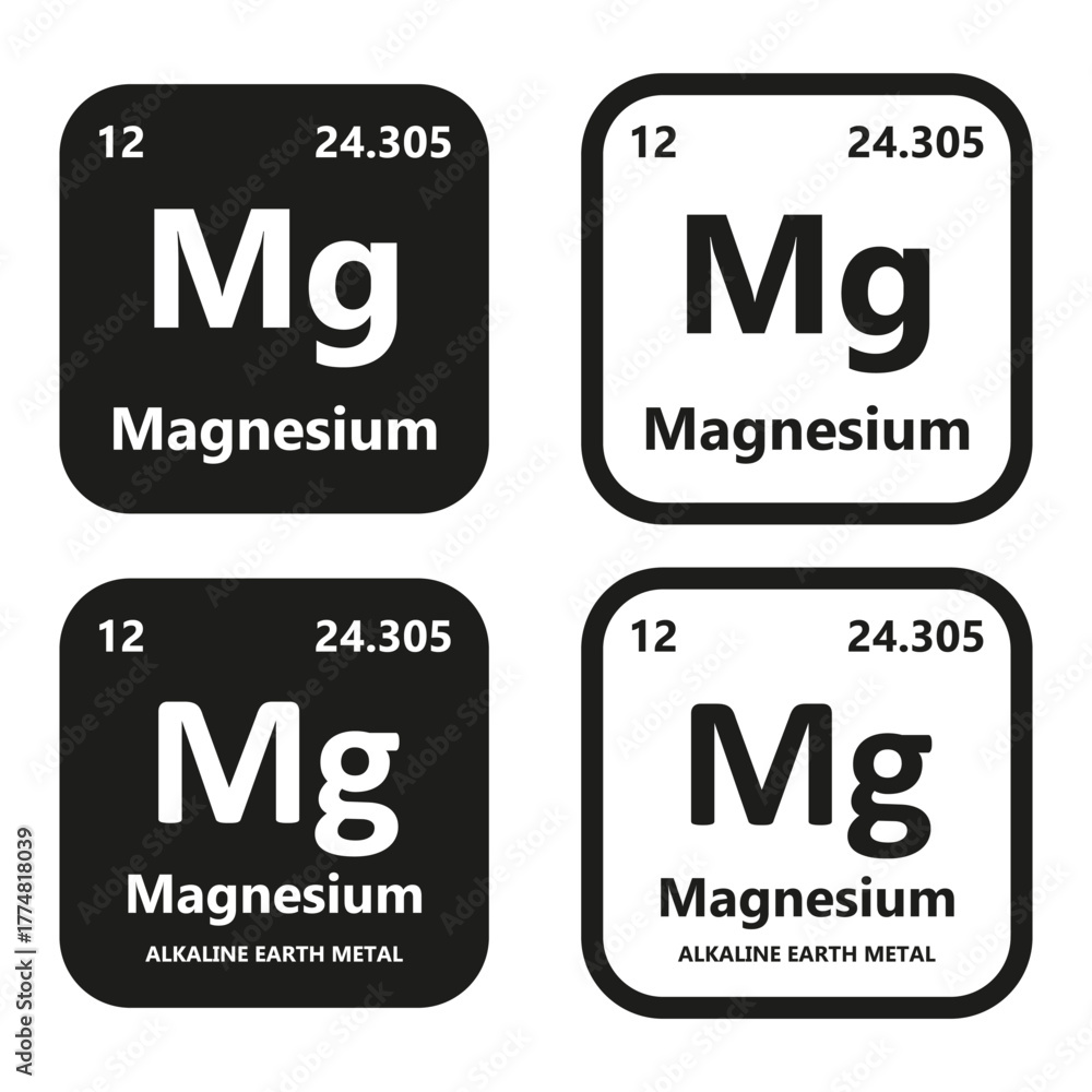 Fototapeta premium Magnesium Element symbol with atomic number, atomic mass and chemical group block