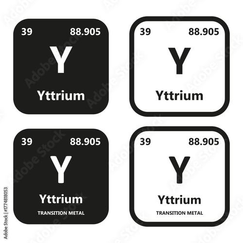 Yttrium Element vector symbol with atomic number, atomic mass and chemical group block
