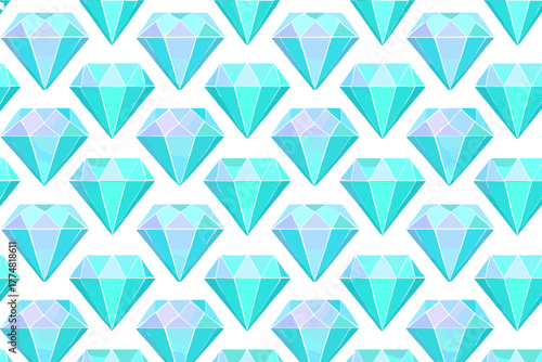 Seamless pattern of blue diamonds on white background