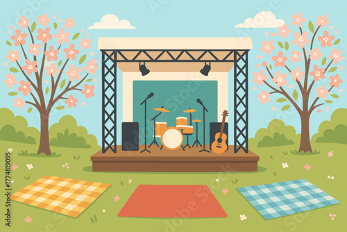 Spring Outdoor Concert – Picnic Music Festival Stage