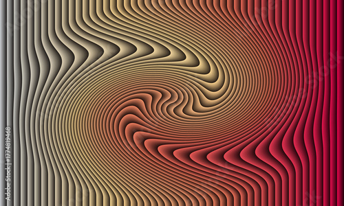 Abstract swirling pattern with vertical lines in warm gradient colors creating a mesmerizing optical illusion