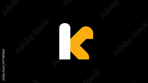Modern stylized letter K abstract graphic on black background. Contemporary alphabet initial symbol for branding, corporate identity.