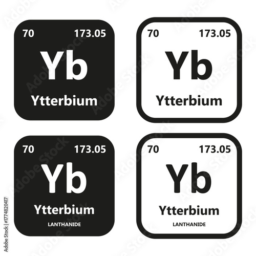 Ytterbium Element vector symbol with atomic number, atomic mass and chemical group block