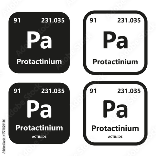 Protactinium Element vector symbol with atomic number, atomic mass and chemical group block