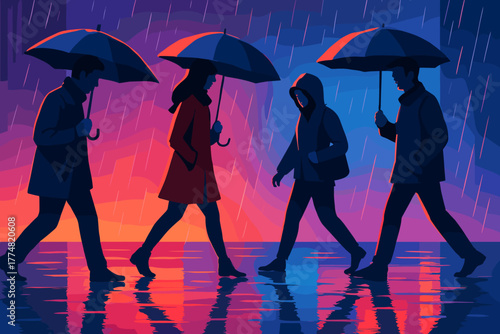 Set of colorful elemental symbols with fire, water, and wind