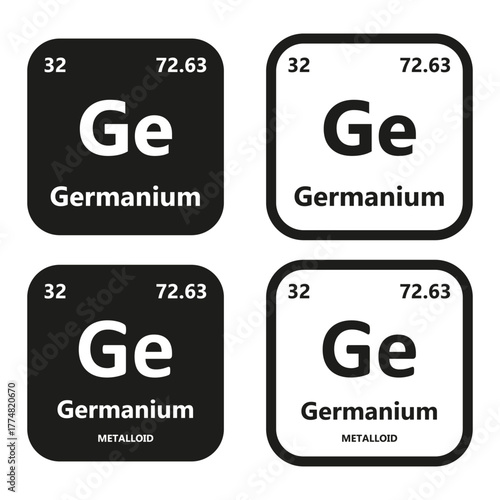 Germanium Element vector symbol with atomic number, atomic mass and chemical group block
