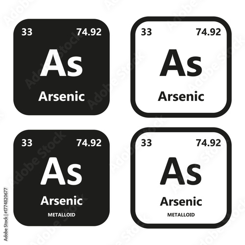 Arsenic Element vector symbol with atomic number, atomic mass and chemical group block