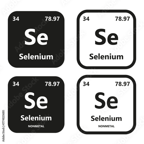 Selenium Element vector symbol with atomic number, atomic mass and chemical group block