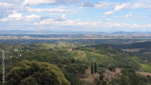 landscape with mountains in tuscany, italy