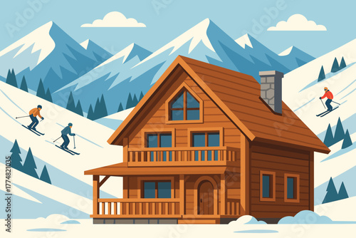 Charming cookie bakery on snowy winter night illustration