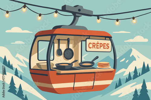 Mountain Crêpe Cabin – Aerial Gondola Turned Into a Cozy Crêpe Stand