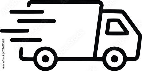 Fast Delivery Truck Outline Icon Express Shipping and Logistics Vector
