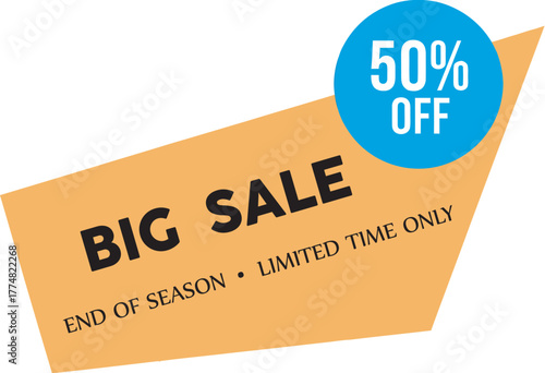 50 Percent Off Big Sale End of Season Limited Time Vector Illustration