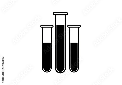 Three laboratory test tubes with liquid, generative ai