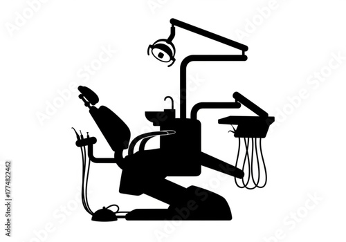 Silhouette of a modern dental chair and equipment generative ai