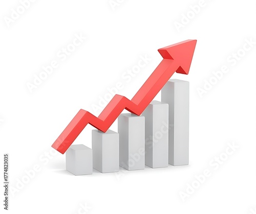 Red arrow pointing upwards over a series of gray ascending bars Free Download Red arrow pointing upwards over a series of gray ascending bars - GFXLoad