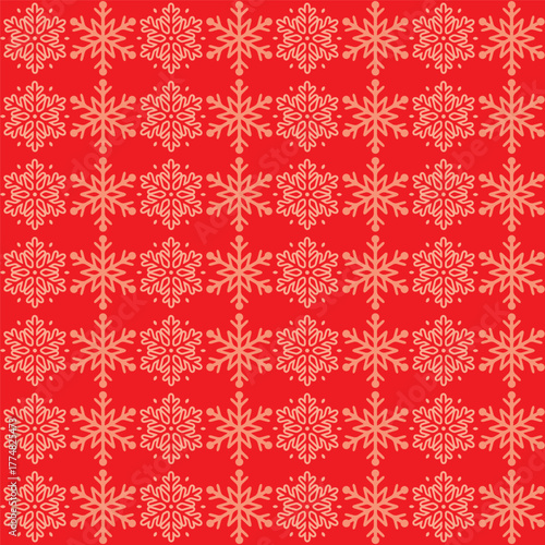 Seamless Christmas snowflake pattern background. Festive winter holiday decorative texture ideal for wrapping paper, stationery, invitations, wallpapers and seasonal graphic design projects.