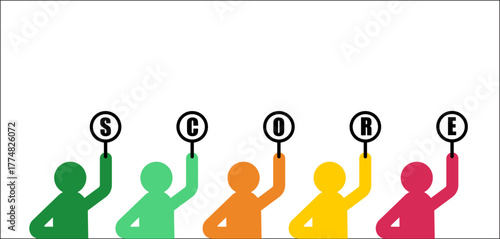 People hand showing scores, judge illustration