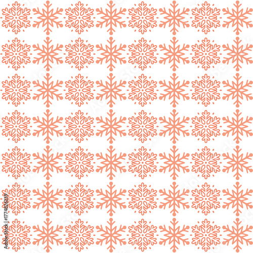 Seamless Christmas snowflake pattern background. Festive winter holiday decorative texture ideal for wrapping paper, stationery, invitations, wallpapers and seasonal graphic design projects.
