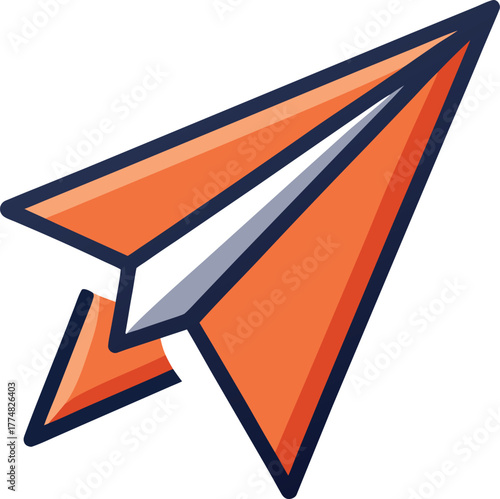 A vibrant orange paper airplane soars upwards, symbolizing freedom, travel, innovation, and the boundless possibilities of imagination